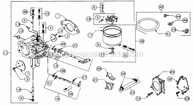 Carburetor And Carburetor Gasket Set Diagram and Parts List for 5416R 457900-460859, 553C562K100, 554C562K100 Cub Cadet Lawn Mower